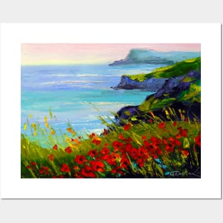 Sea ,rocks,flowers Posters and Art